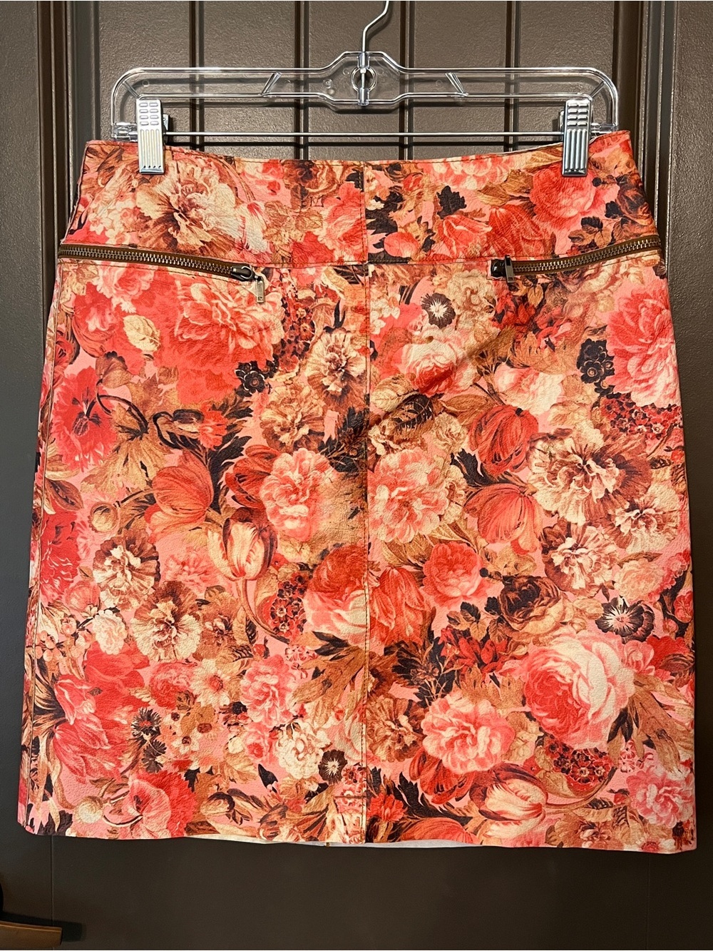 NWT W By Worth Genuine Leather Floral Skirt, Size 4
